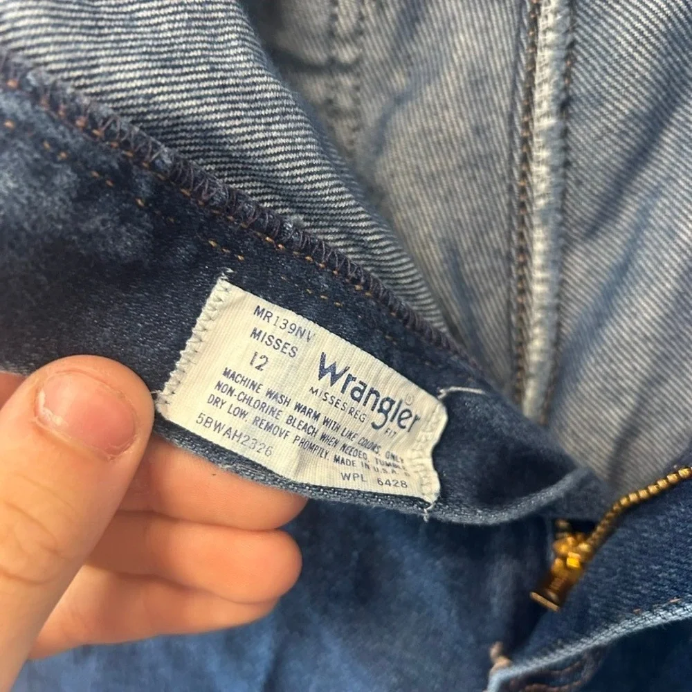 Vintage Wrangler High Rise Bareback Jeans Misses 12 Dark Wash Pocketless USA